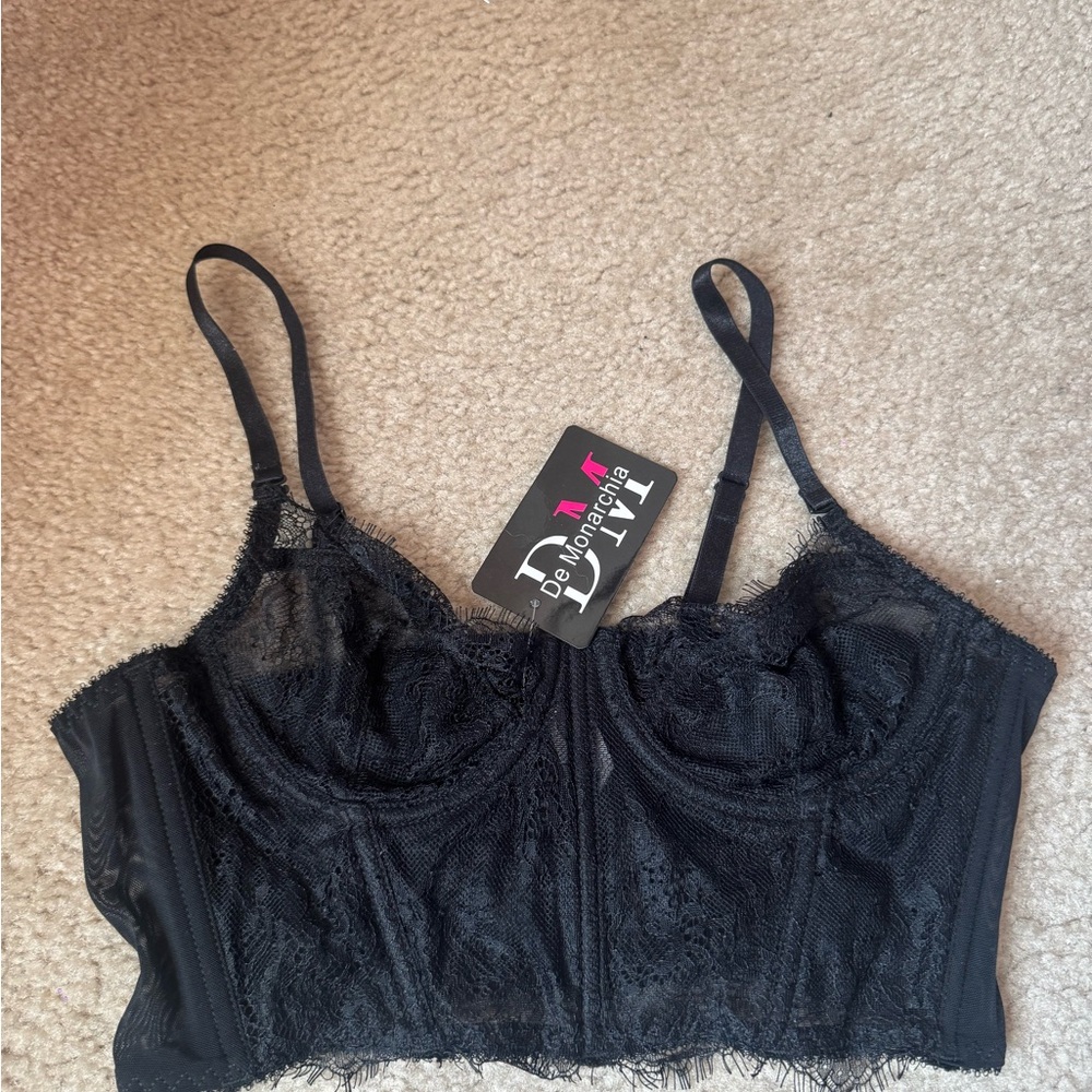 Elegant Black Lace Longline Bra